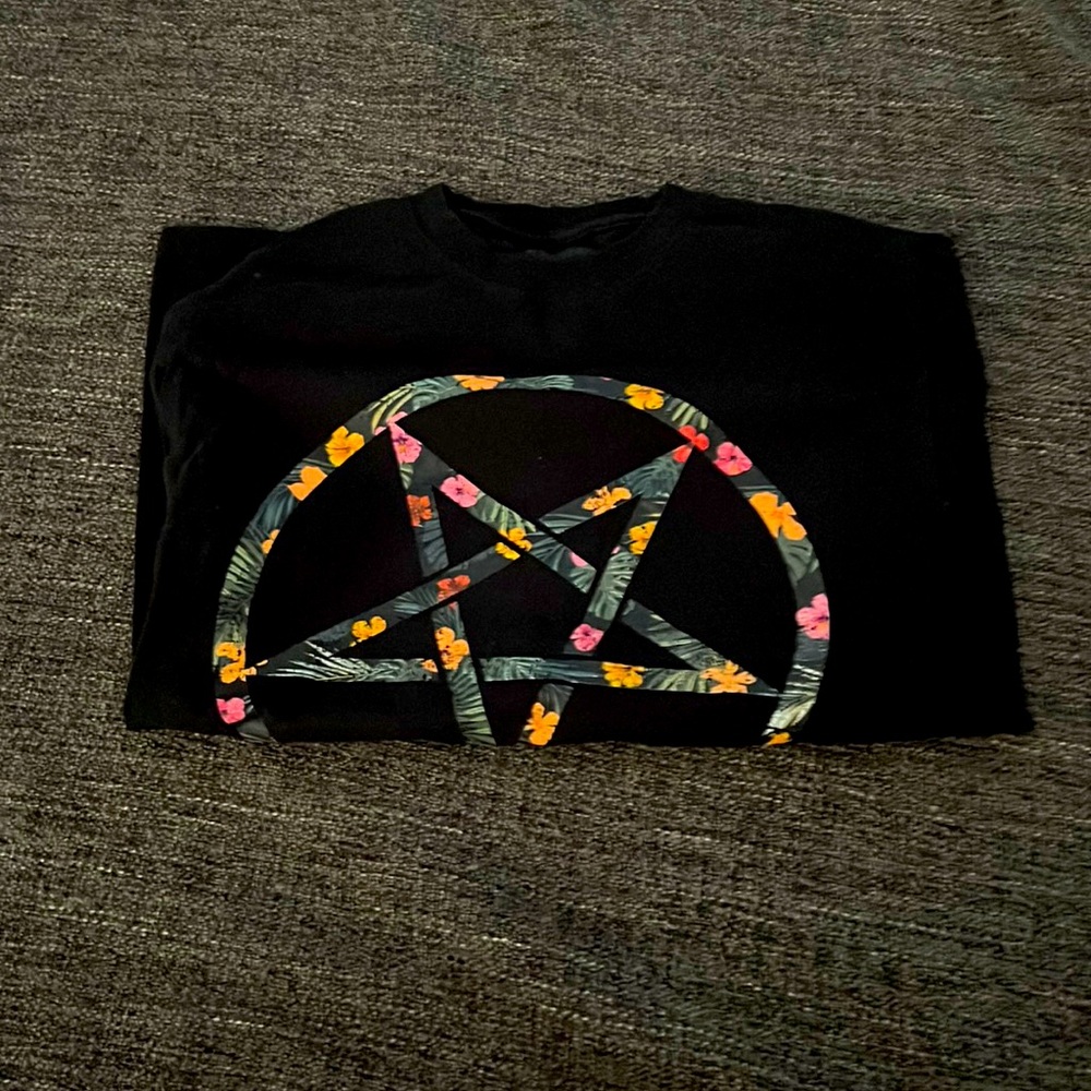 Black flower shirt